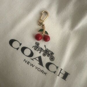 Coach Red Cherry Charm with Gold Hook